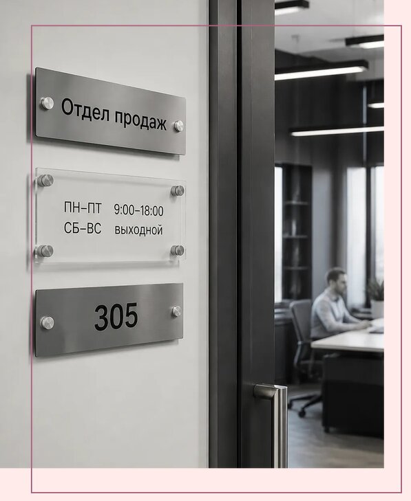Офисные таблички на дверь в Рыбинске по цене от 5100 р. | Аванза-Рбн